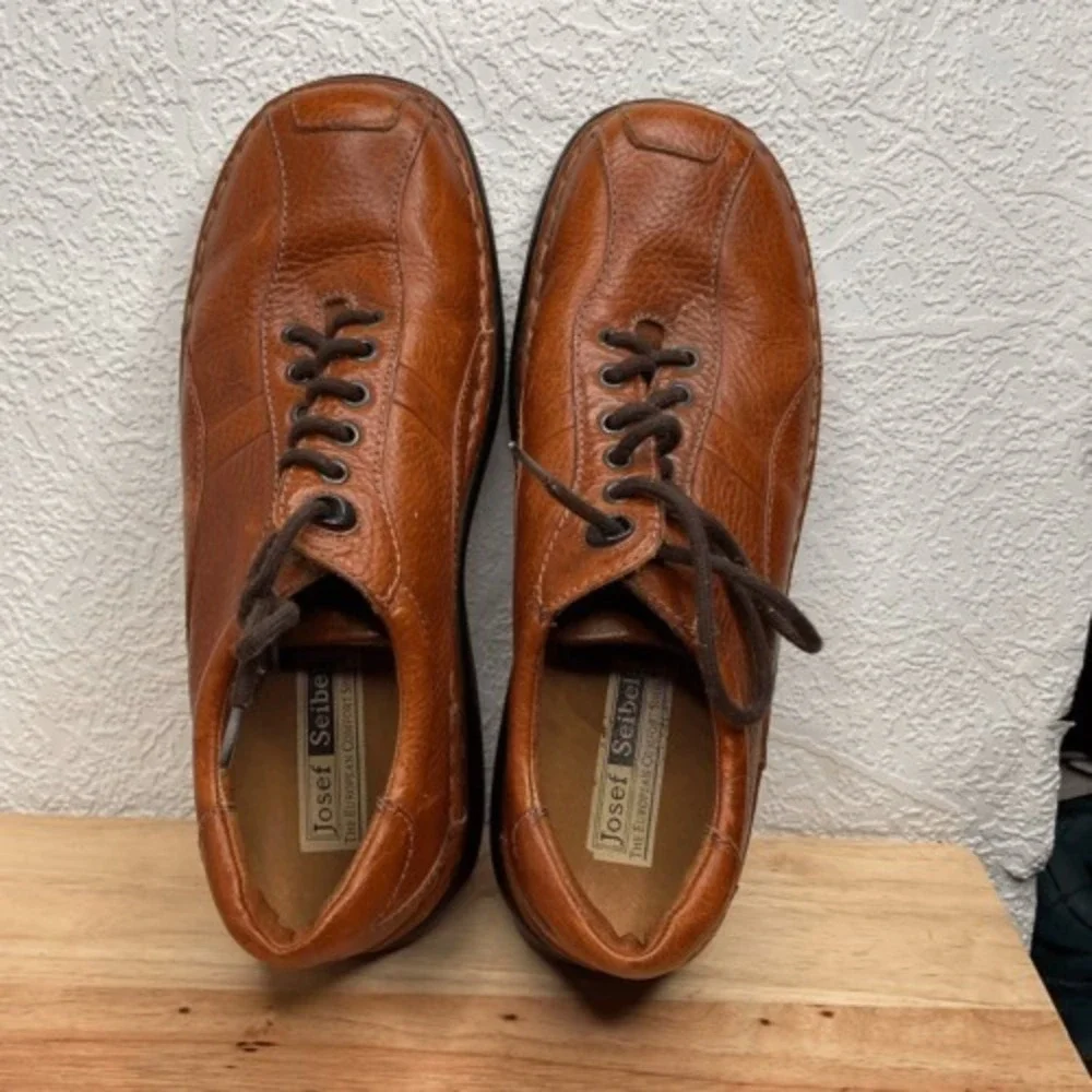 Joseph Seibel Brown Pebble Leather LaceUp Oxford Dress Shoes Men 45/US12 Leather